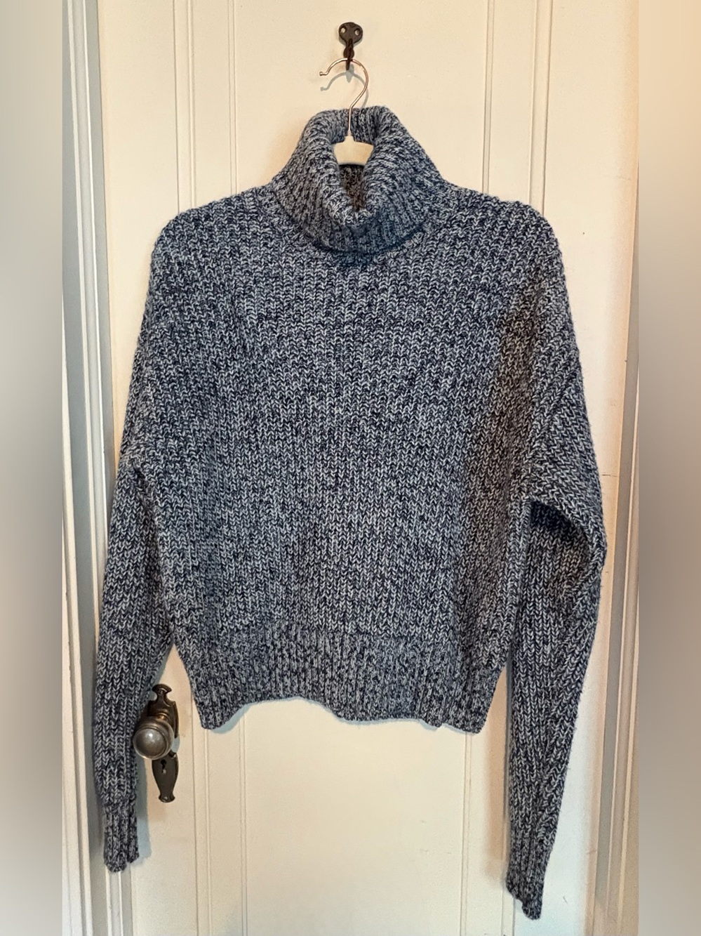 Future Collective Marled Navy-Gray Turtleneck Sweater